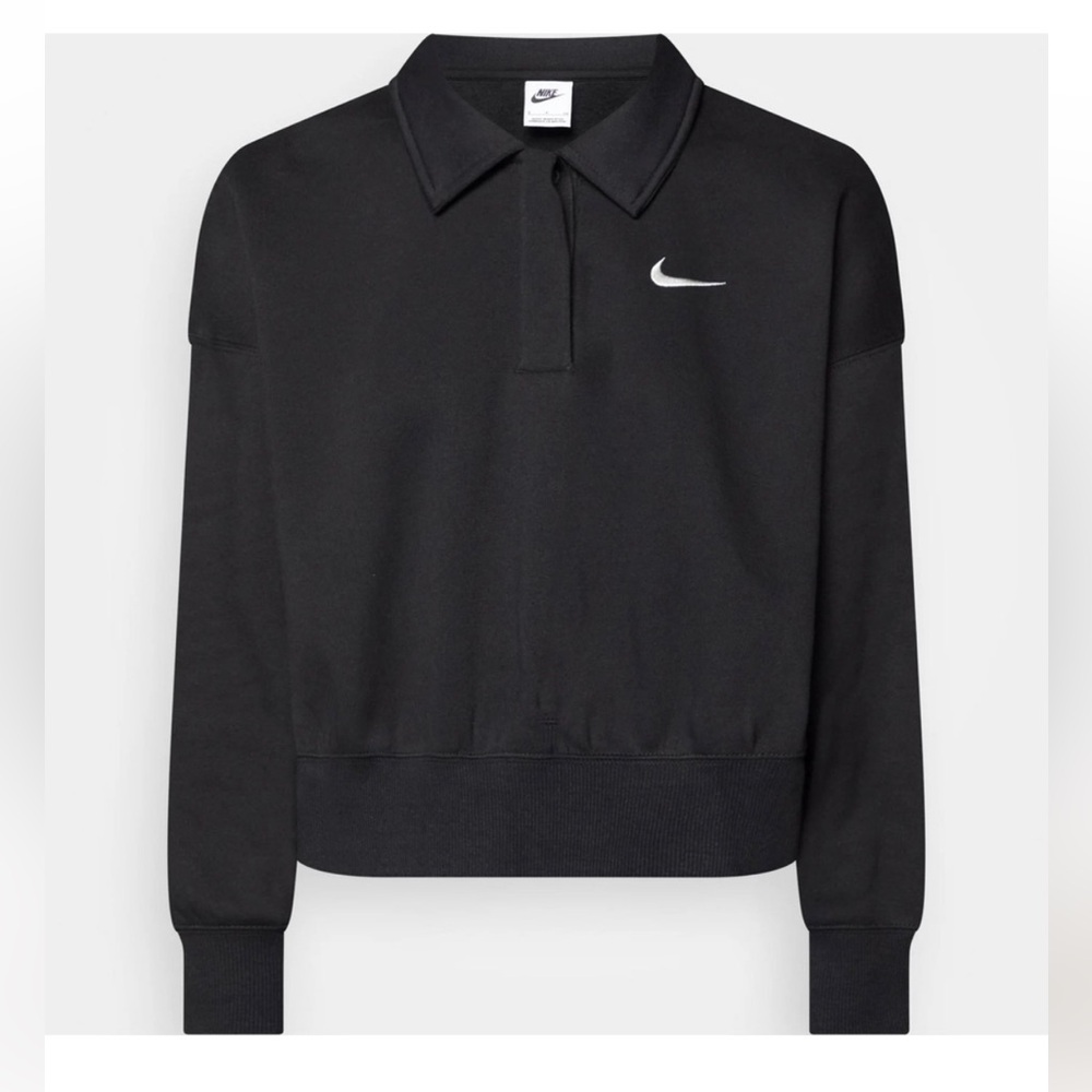 New Nike Phoenix Fleece three quarter Sleeve Crop Polo Sweatshirt - Womens XS - Picture 6 of 10